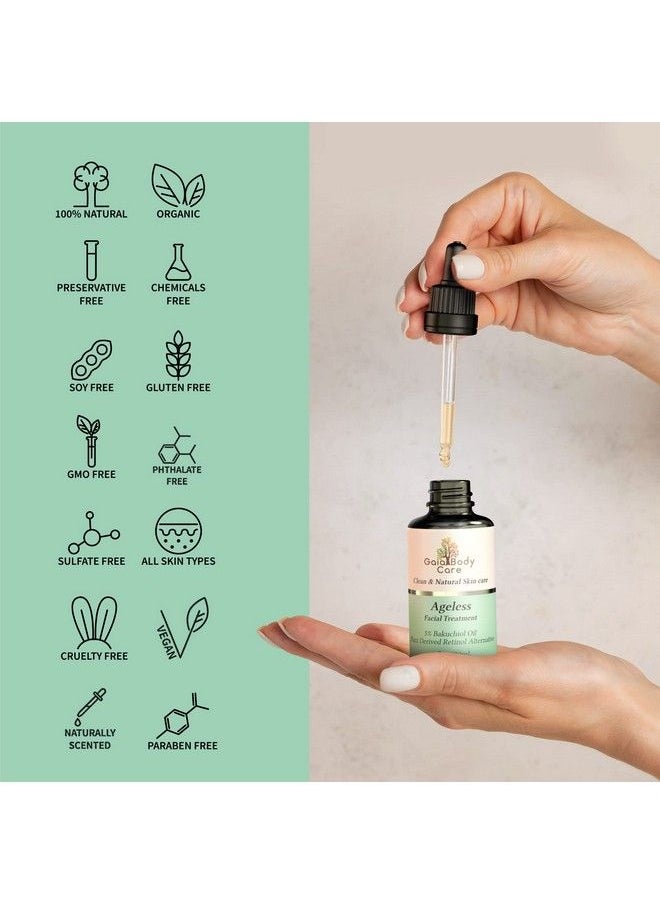 Gaia Body Care - 5% سيروم باكوشيول عضوي (1 أونصة) مضاد للشيخوخة ومضاد للتجاعيد وإزالة البقع الداكنة والتصبغات زيت باكوشيول أفضل بديل للتRetinol سيروم الوجه - Image 1