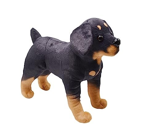 YONLIT Lifelike Rottweiler Dog Stuffed Animal Simulated Plush Puppy Toy Doll Super Realistic Black Dogs Act Like Real Excellent Gifts for Kids Birthday Party Dog Collection 12 Inches Rottweiler - Image 5