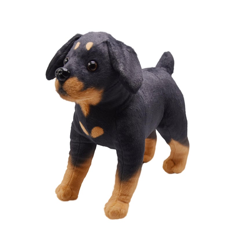 YONLIT Lifelike Rottweiler Dog Stuffed Animal Simulated Plush Puppy Toy Doll Super Realistic Black Dogs Act Like Real Excellent Gifts for Kids Birthday Party Dog Collection 12 Inches Rottweiler - Image 3