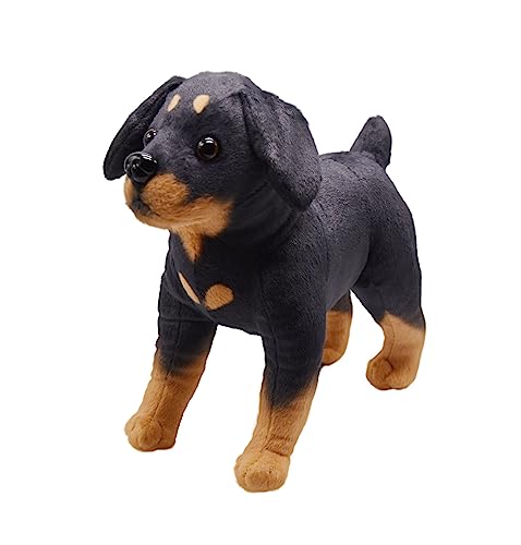 YONLIT Lifelike Rottweiler Dog Stuffed Animal Simulated Plush Puppy Toy Doll Super Realistic Black Dogs Act Like Real Excellent Gifts for Kids Birthday Party Dog Collection 12 Inches Rottweiler - Image 1