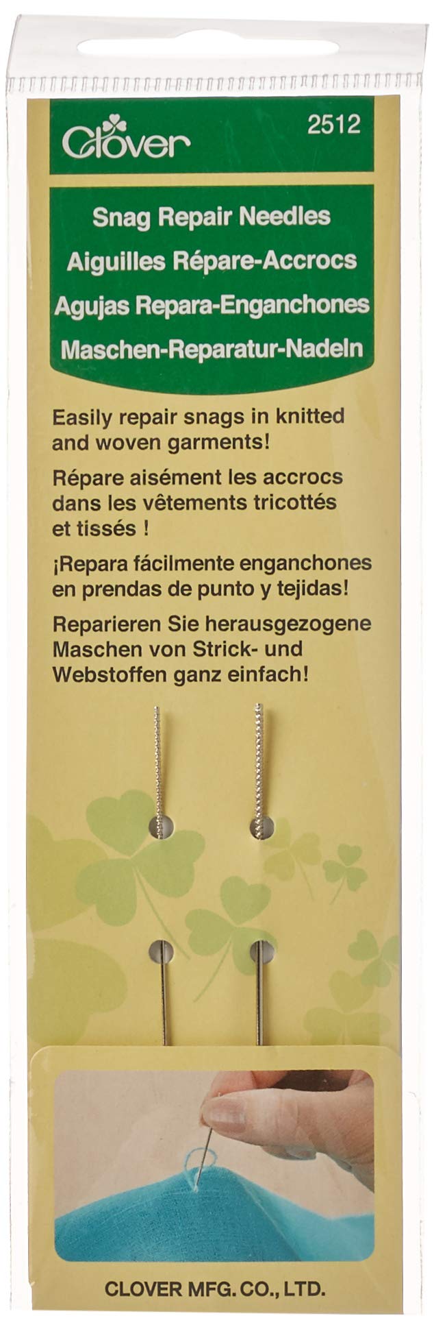 Clover Snag Repair Needles Silver 2 Count