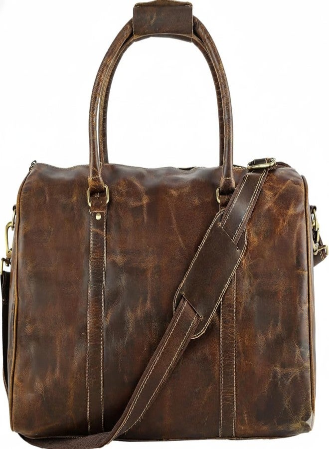 Tuzech Large Duffel Luggage leather Travel Bag Duffel bag Gym Bag Airplane cabin Approved Carry On Overnight Leather Weekender Mens Duffle Bag For Men and Women 20 inch, Brown, Duffle - Image 1