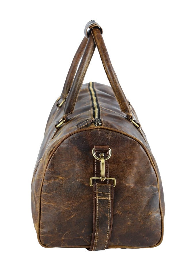 Tuzech Large Duffel Luggage leather Travel Bag Duffel bag Gym Bag Airplane cabin Approved Carry On Overnight Leather Weekender Mens Duffle Bag For Men and Women 20 inch, Brown, Duffle - Image 3
