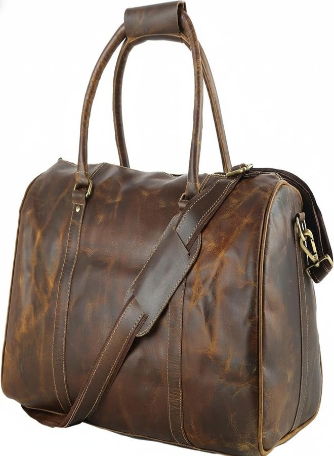 Tuzech Large Duffel Luggage leather Travel Bag Duffel bag Gym Bag Airplane cabin Approved Carry On Overnight Leather Weekender Mens Duffle Bag For Men and Women 20 inch, Brown, Duffle - Image 4