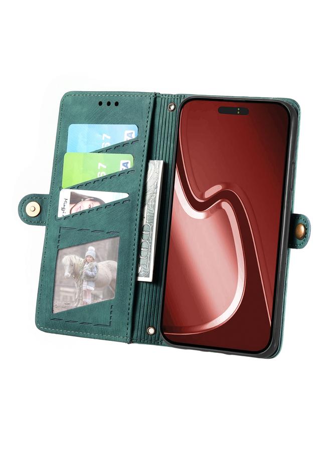 S-TOP Case For iPhone 16 Pro Geometric Zipper Wallet Side Buckle Leather Phone Case - Image 3