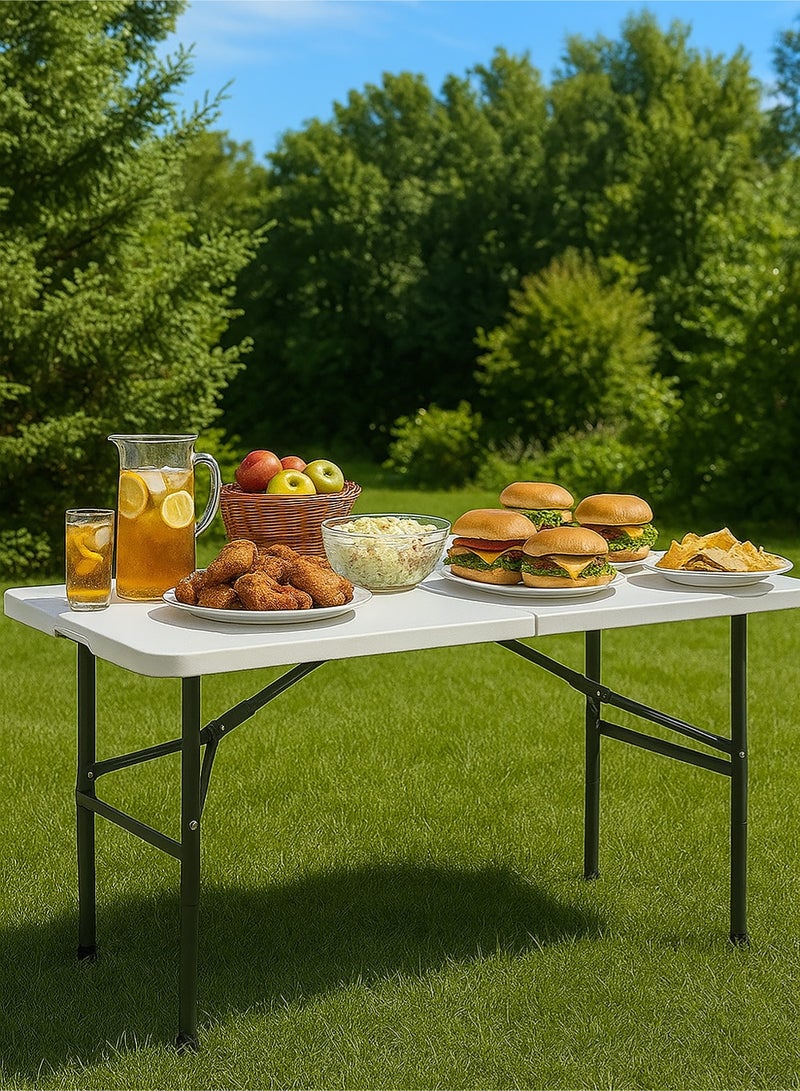 AGD Portable Plastic Garden Beach Folding Table White - Image 2