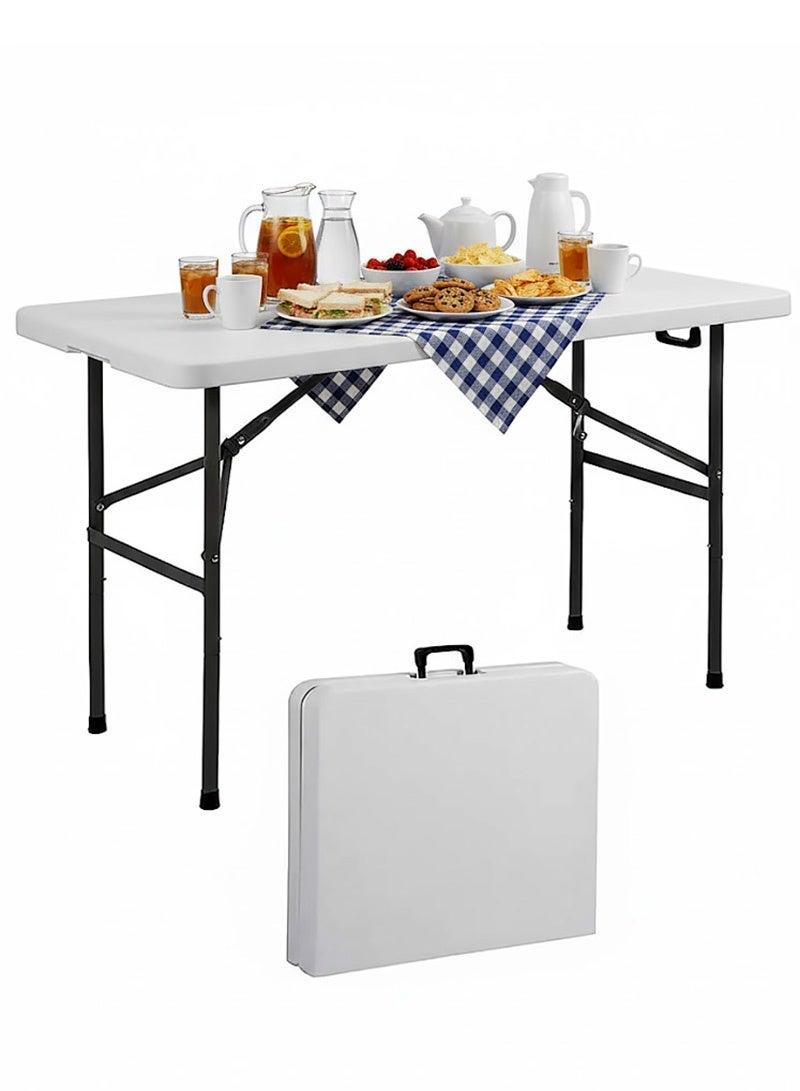 AGD Portable Plastic Garden Beach Folding Table White - Image 1