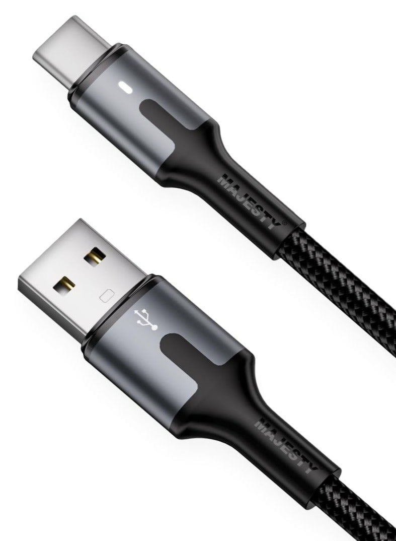 ماجيستي "ماجيستي كابل شاحن USB-C إلى USB-A سلك شحن سريع مجدول 45 واط (15V/3A) متوافق مع سامسونج، ماك بوك برو، نينتندو سويتش وأكثر - أسود 1.8 متر - Image 1
