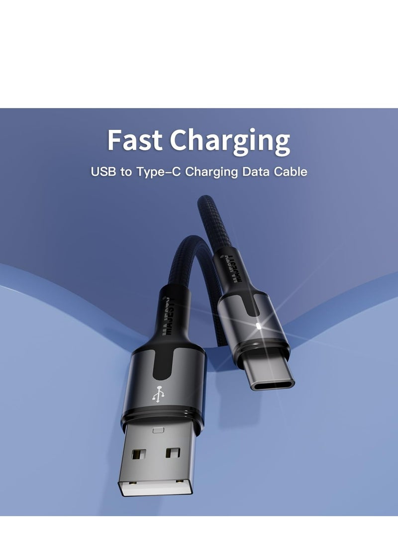 ماجيستي "ماجيستي كابل شاحن USB-C إلى USB-A سلك شحن سريع مجدول 45 واط (15V/3A) متوافق مع سامسونج، ماك بوك برو، نينتندو سويتش وأكثر - أسود 1.8 متر - Image 3