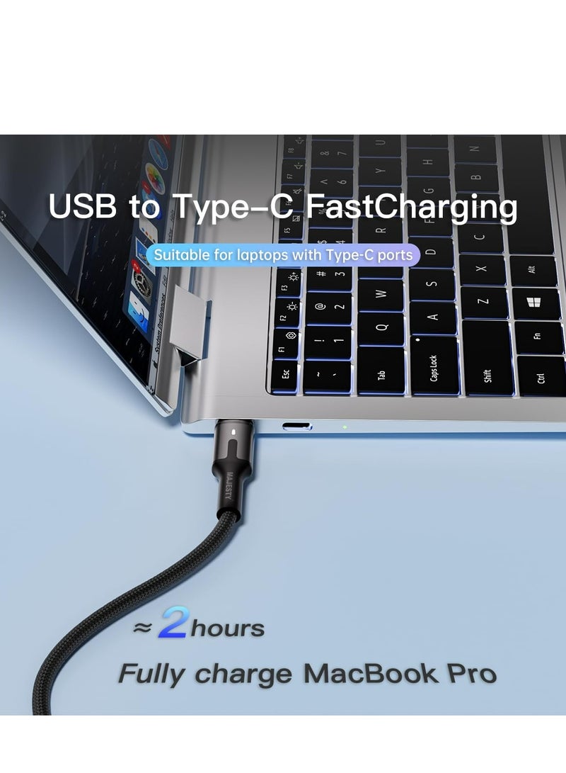 ماجيستي "ماجيستي كابل شاحن USB-C إلى USB-A سلك شحن سريع مجدول 45 واط (15V/3A) متوافق مع سامسونج، ماك بوك برو، نينتندو سويتش وأكثر - أسود 1.8 متر - Image 5