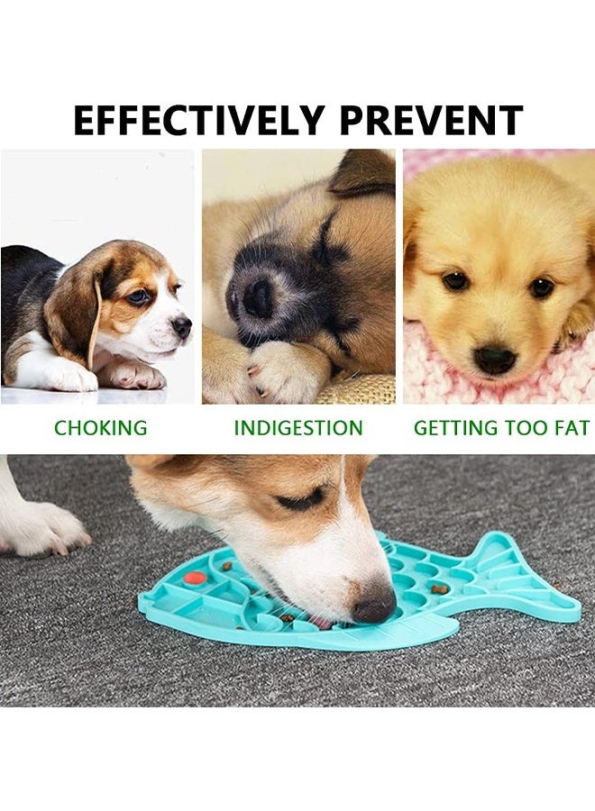 أوعية طعام للقطط مصممة لتغذية بطيئة، وأوعية طعام سيليكونية على شكل سمكة لتشجيع الأكل الصحي وتخفيف القلق، وحصيرة لعق للقطط والكلاب. - Image 4