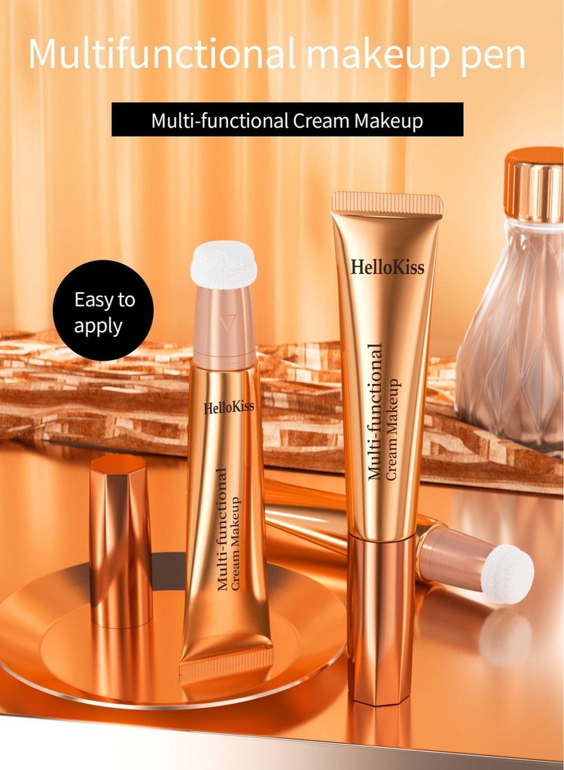 HelloKiss عصا بلشر جل كريمة مع طرف إسفنجي قابل للدمج، بلشر وجه ناعم، قلم مكياج للوجه بلمسة نهائية غير لامعة، خفيف الوزن، يدوم طويلاً، قلم للوجنتين والشفتين #08 - Image 5