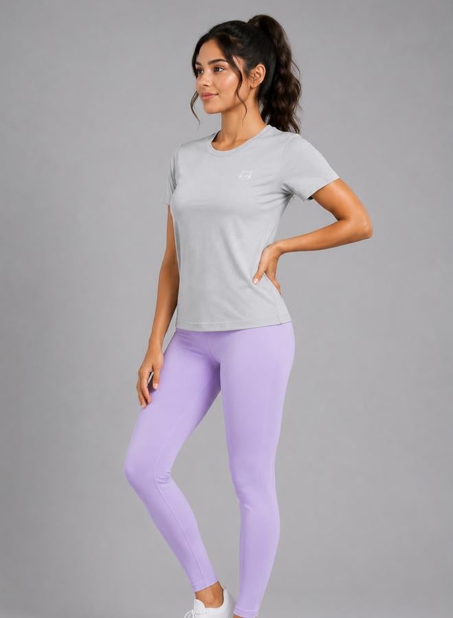 Take Two Grey Solid  Short Sleeve Activewear T-shirt By Lazzycat - Image 5