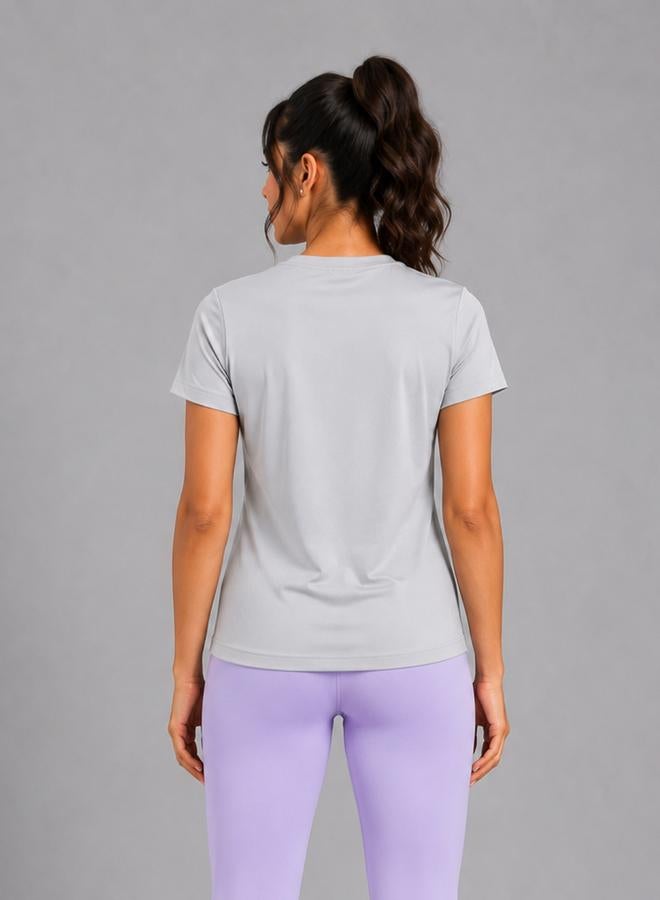 Take Two Grey Solid  Short Sleeve Activewear T-shirt By Lazzycat - Image 3