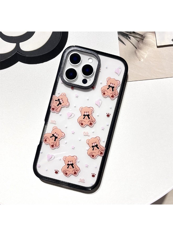NIBEMINENT Acrylic Teddy Bear Protective TPU Case Cover For iPhone 16 Pro Clear - Image 3