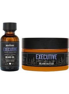 Live Bearded Live Bearded Beard Oil and Butter Grooming Kit - Made in the USA - All-Natural Ingredients with Shea, Argan, Jojoba - Growth Support | Executive Scent - Cedar, Vanilla  - Image 1