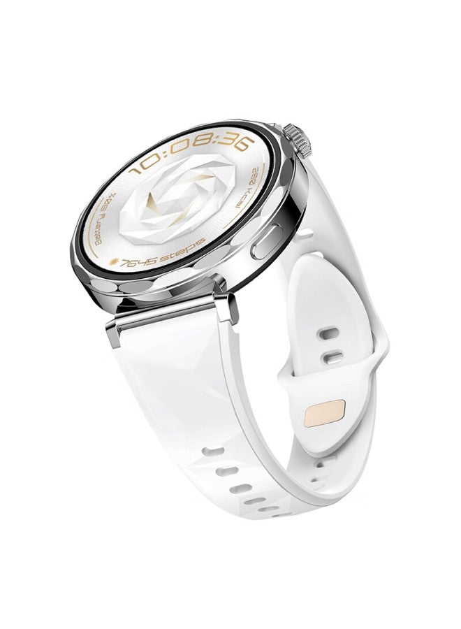 watchbond Watchband For Huawei Watch Gt5pro 42mm Glacier White Fluororubber Band Gt5/gt4 Women's 18mm Universal Premium Wristband - Image 5