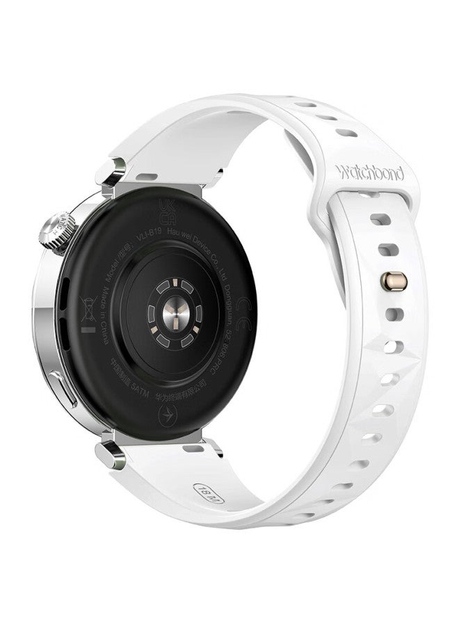 watchbond Watchband For Huawei Watch Gt5pro 42mm Glacier White Fluororubber Band Gt5/gt4 Women's 18mm Universal Premium Wristband - Image 2