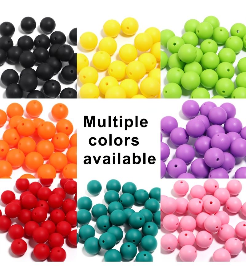 Bright Red 15Pcs Silicone Beads for Handmade Jewelry Keychain Parts - Image 1