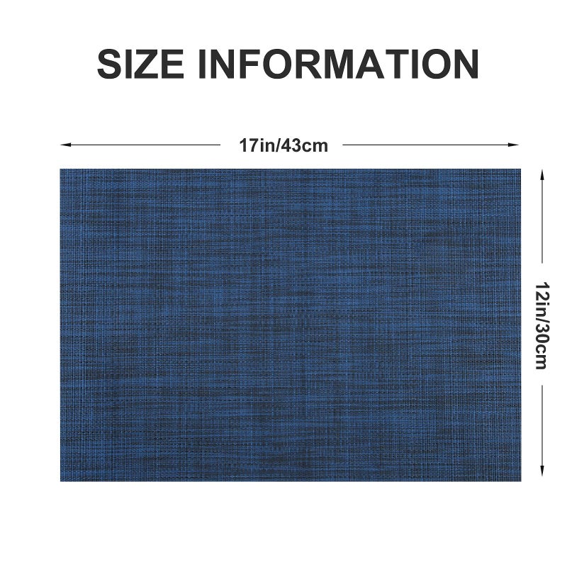 LANDVIEW Vinyl Placemats Set of 4, PVC Woven Washable Non-Slip Table Mats, Heat Resistant Wrinkle Free Place Mats for Dining Table, Easy to Clean (4, Navy Blue) - Image 4