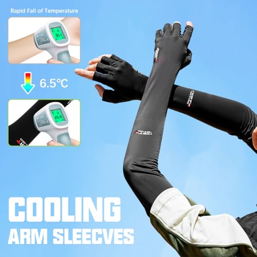 PALAY® 2 Pairs Hand Gloves for Sun Protection Arm Sleeves for Men Women Summer UV Protection Quick Dry Hand Cover Breathable Cooling Silk Arm Sleeves Bike Riding,Driving,Hiking - Image 4