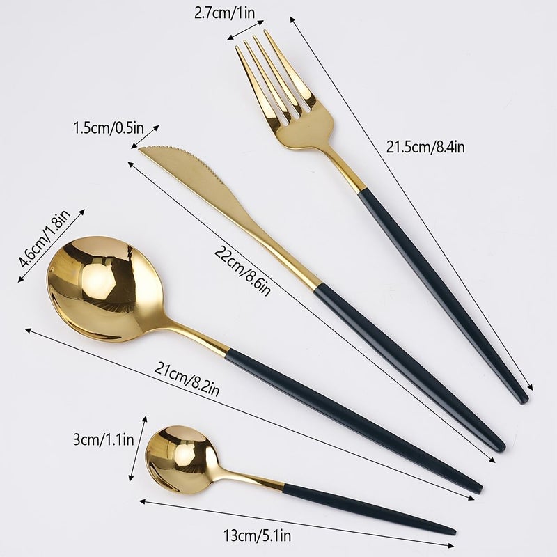 4 Pcs Pink And Gold Portuguese 304 Stainless Steel Western Dining Cutlery Set Including Knives Forks And Spoons For Hotel Steak Dinner Restaurant Kitchen Use - Image 4
