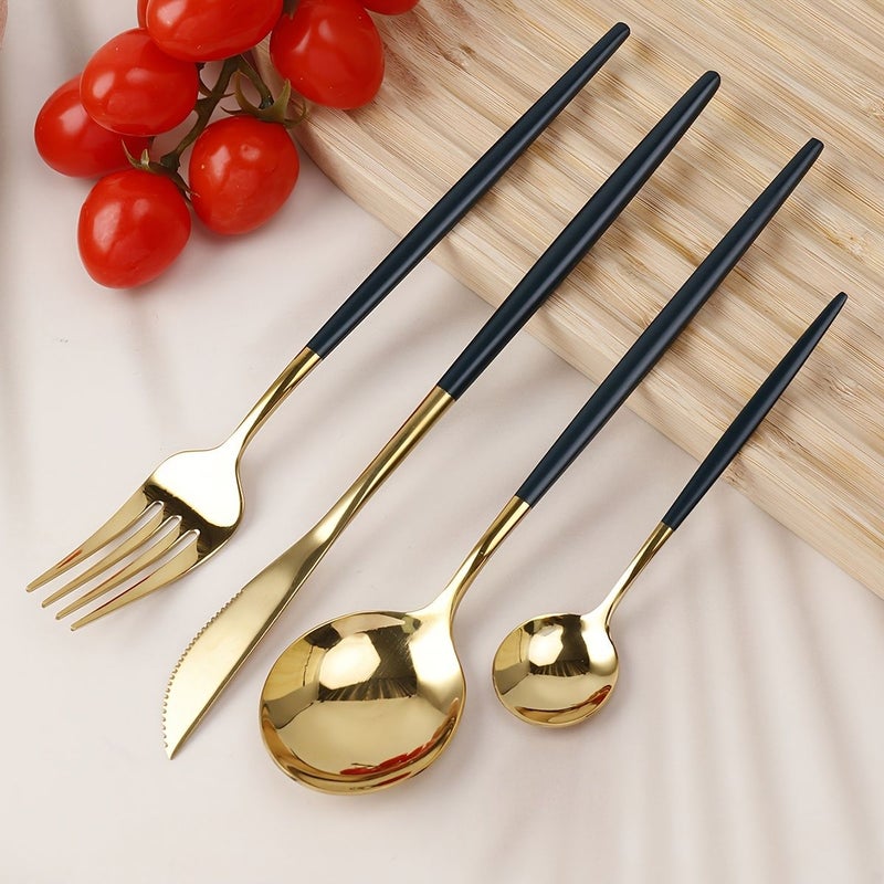 4 Pcs Pink And Gold Portuguese 304 Stainless Steel Western Dining Cutlery Set Including Knives Forks And Spoons For Hotel Steak Dinner Restaurant Kitchen Use - Image 5