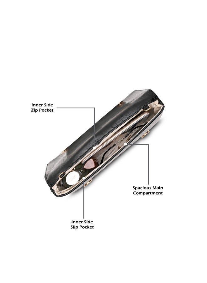 لافي حقيبة يد نسائية بقوس سحق أسود - Image 5