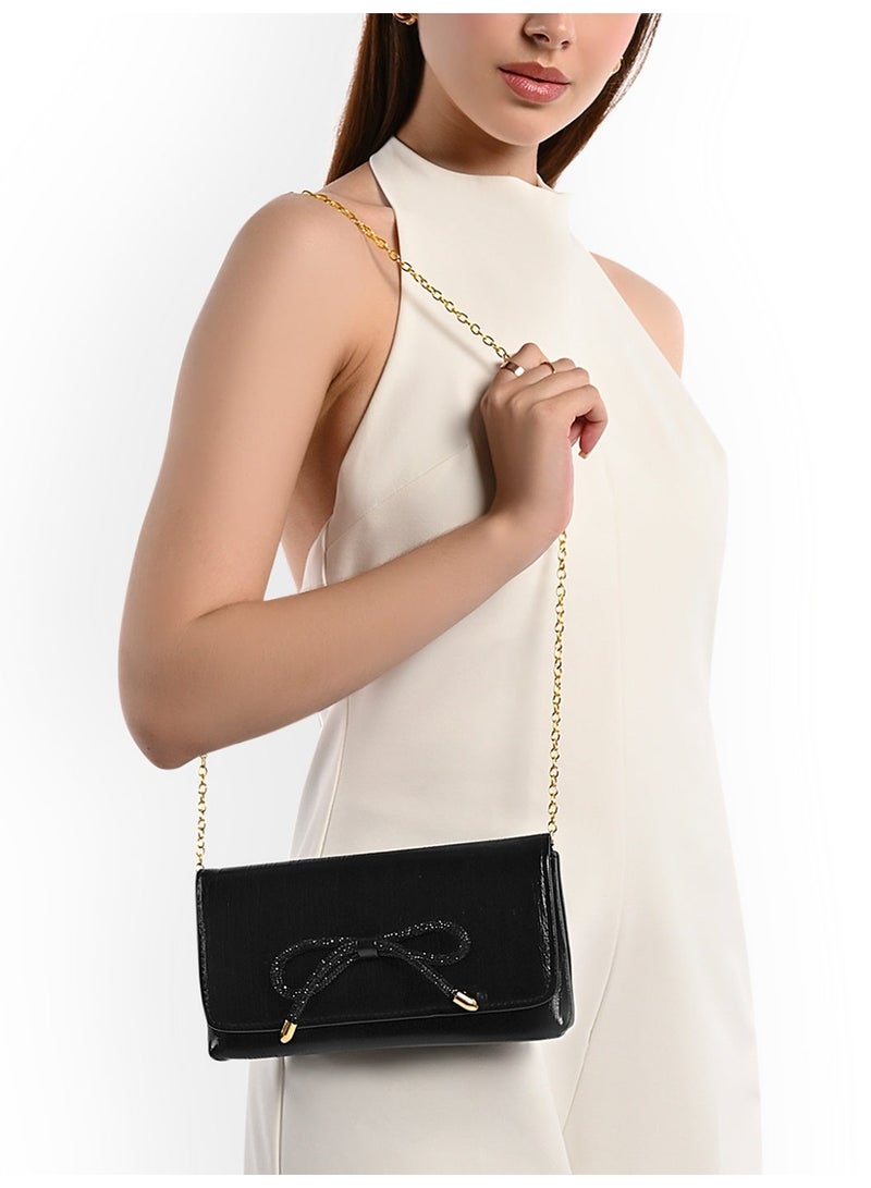 لافي حقيبة يد نسائية بقوس سحق أسود - Image 2