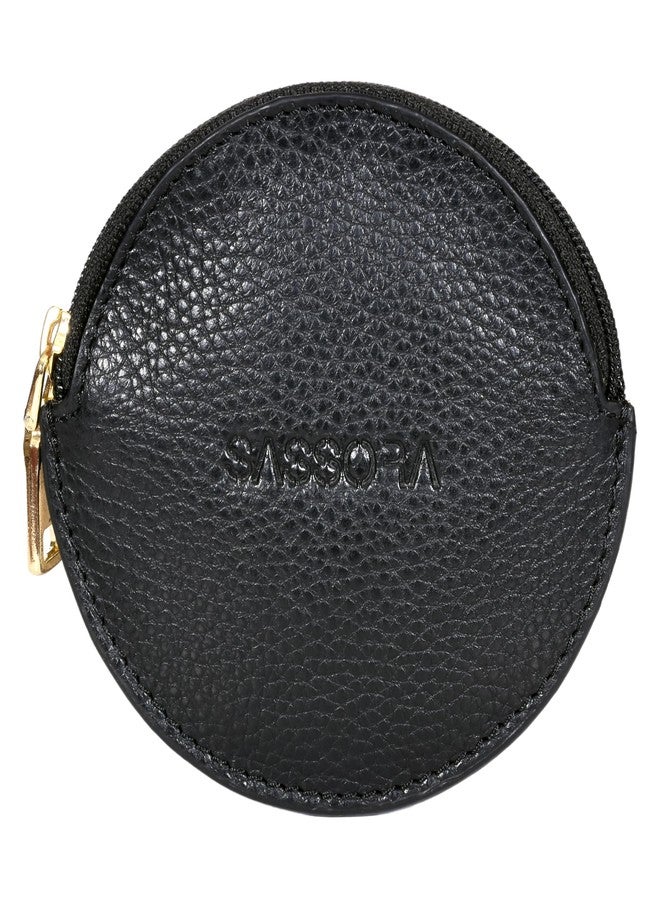 Sassora Premium Leather Slim Small Jewellery Pouch for Women (Black) - Image 1