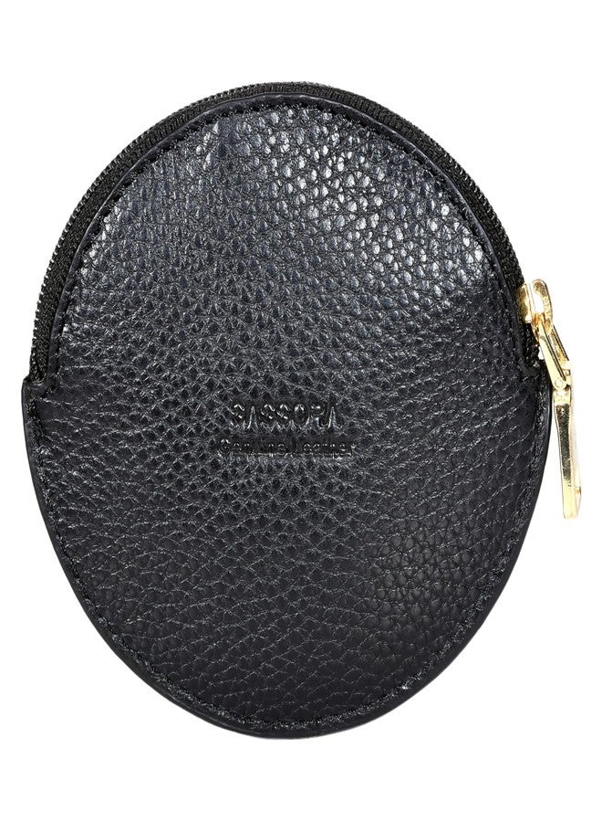 Sassora Premium Leather Slim Small Jewellery Pouch for Women (Black) - Image 4