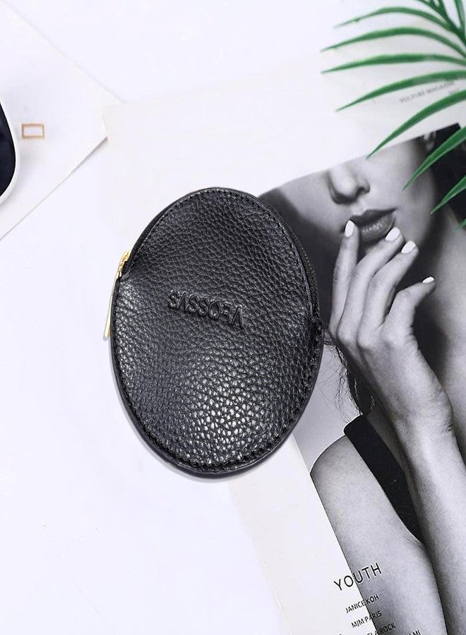 Sassora Premium Leather Slim Small Jewellery Pouch for Women (Black) - Image 5