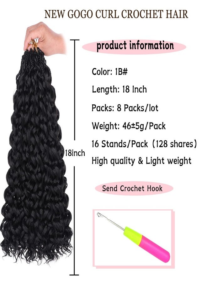 Xtrend 18 Inch Gogo Curl Crochet Hair 8 Packs Beach Curly Crochet Hair Pre-looped Deep Wave Crochet Hair Water Wave Curly Crochet Hair Curly Braiding Hair Extensions for Women (16Strands/pack 1B#) - Image 2