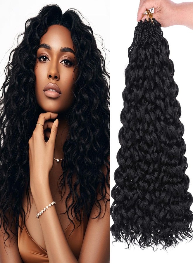 Xtrend 18 Inch Gogo Curl Crochet Hair 8 Packs Beach Curly Crochet Hair Pre-looped Deep Wave Crochet Hair Water Wave Curly Crochet Hair Curly Braiding Hair Extensions for Women (16Strands/pack 1B#) - Image 1