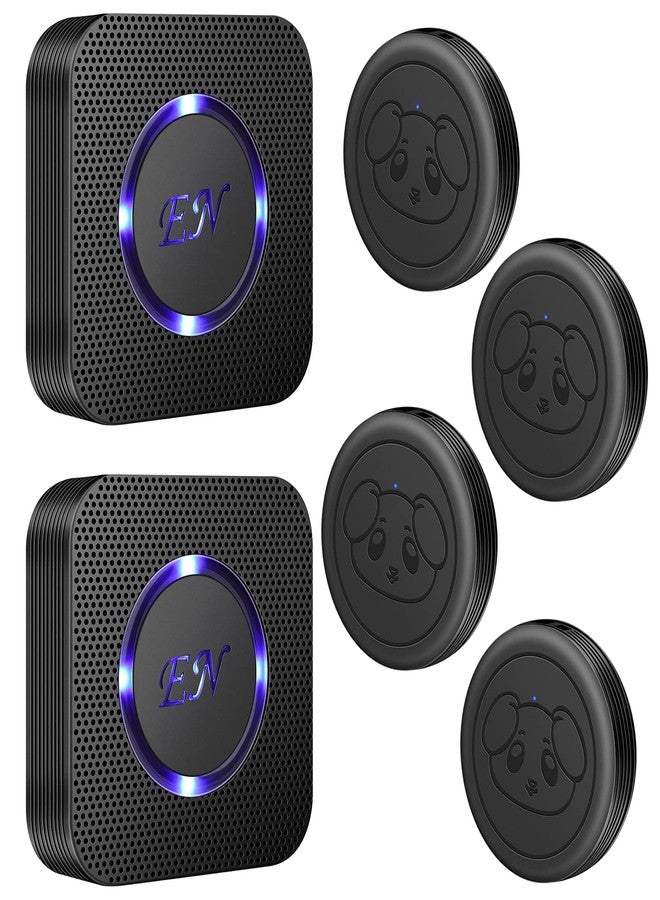 EverNary Dog Door Bell Wireless Doggie Doorbells for Potty Training with Waterproof Touch Button Dog Bells Included 2 Receivers and 4 Transmitters, Black - Image 1