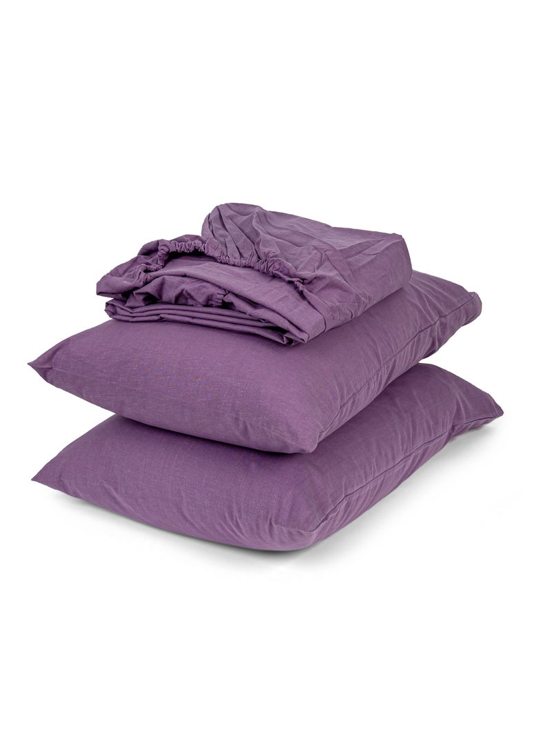 Home of linens طقم شرشف مثبت بنفسجي 160x200  - Image 2