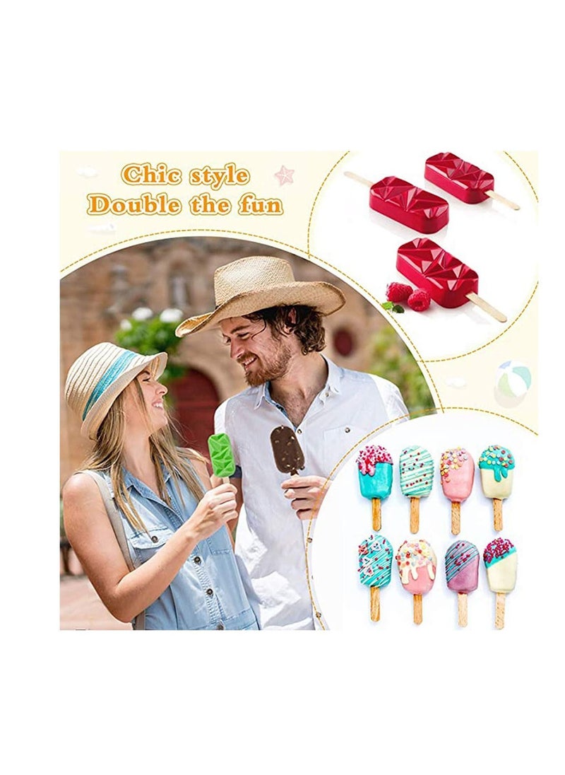 NIBEMINENT - Ice Pop Molds Set Popsicle Cavities Large Diamond Shaped Silicone , Homemade Maker Cream Mold Oval Cakesicle or DIY Cream, - Image 1