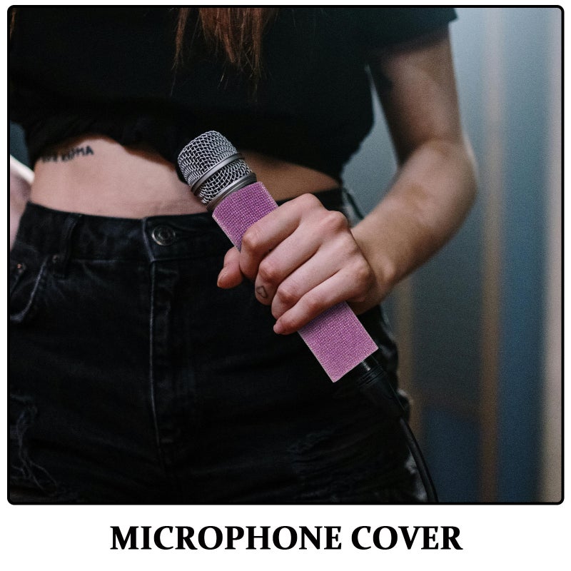 Sparkling Rhinestone Microphone Sleeve: Mic Cover Handle Protector For Stage Performance Singers Party Karaoke - Image 2