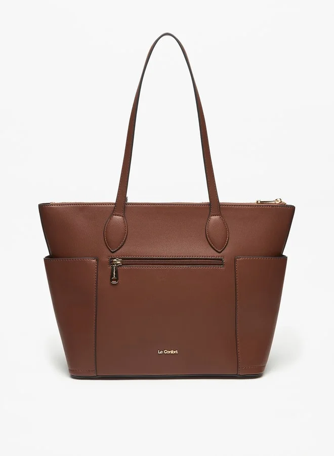 Le Confort Le Confort Solid Tote Bag with Handles and Zip Closure