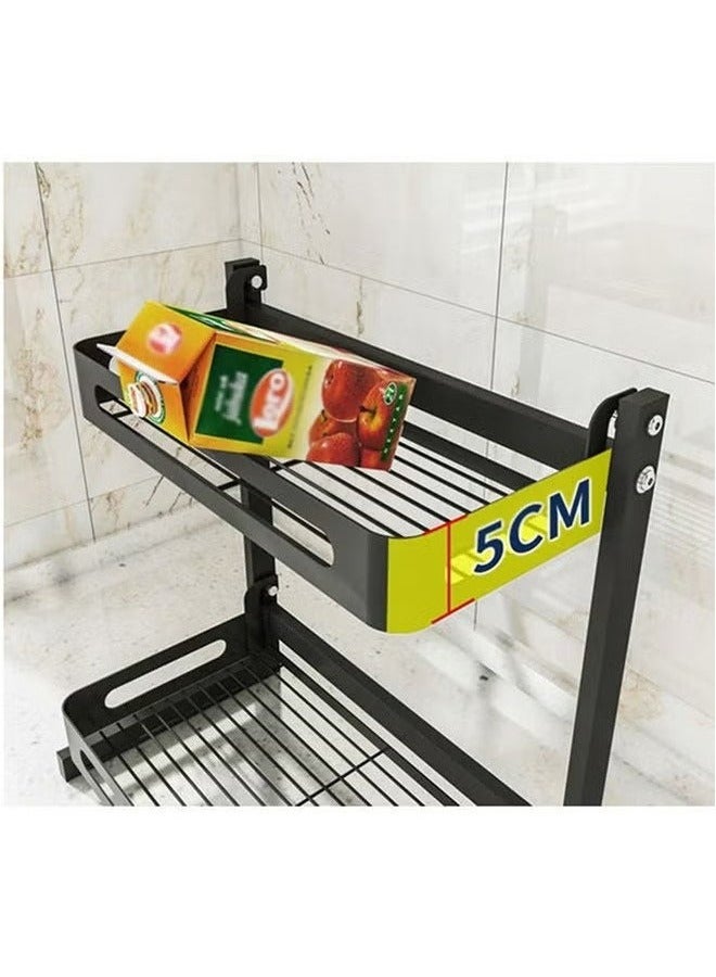 RollsTimi  2-Layer Stainless Steel Storage Rack Kitchen Spice Storage Rack, Can Hold Knives, Chopsticks And Cutting Boards, Black - Image 5