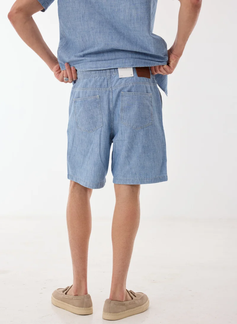 Ashita Fernandes  Aven Men’s Blue Cotton Blend Shorts – Relaxed Fit Knee Length Lightweight Casual Wear for Men | Best Price UAE