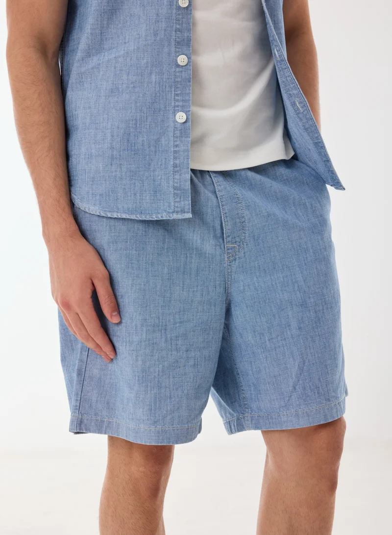 Ashita Fernandes  Aven Men’s Blue Cotton Blend Shorts – Relaxed Fit Knee Length Lightweight Casual Wear for Men | Best Price UAE