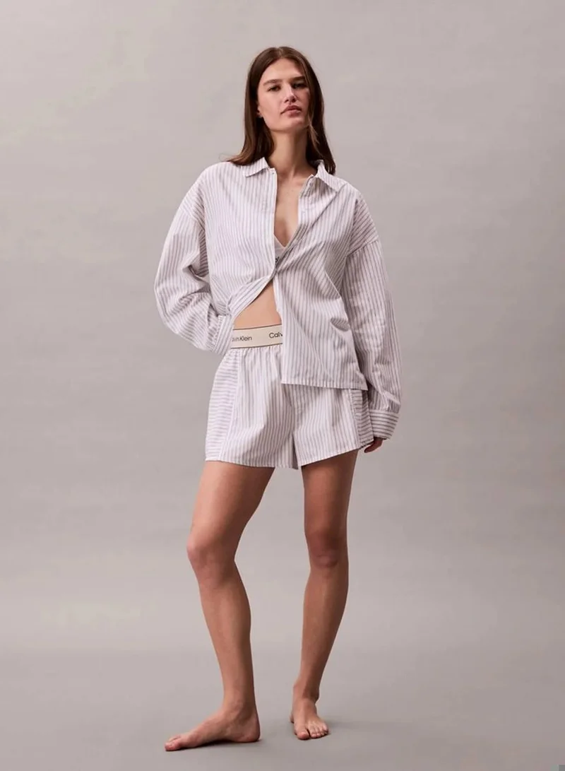 Calvin Klein 19471 TRAIL STRIPE+CLASSIC WHITE Cotton Poplin Pyjama Top for Women | Best Price UAE