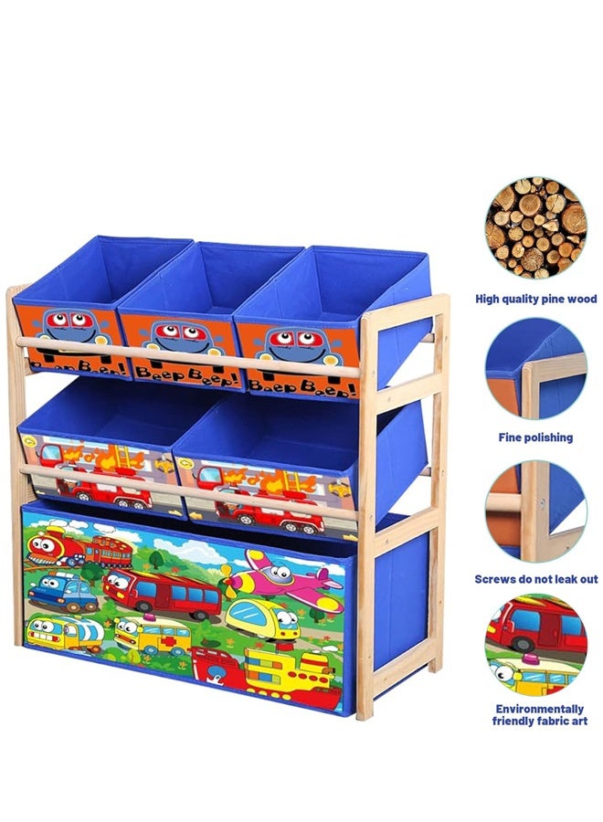 Hanayo Toys Organizer Kids Toy Storage Organizer 6 Storage Bins Extra Large Capacity Best Toy Organizer with Storage Box Multifunctional Toy Box and Storage Rack Nursery and Kids Room Boys Girls(Blue) - Image 5