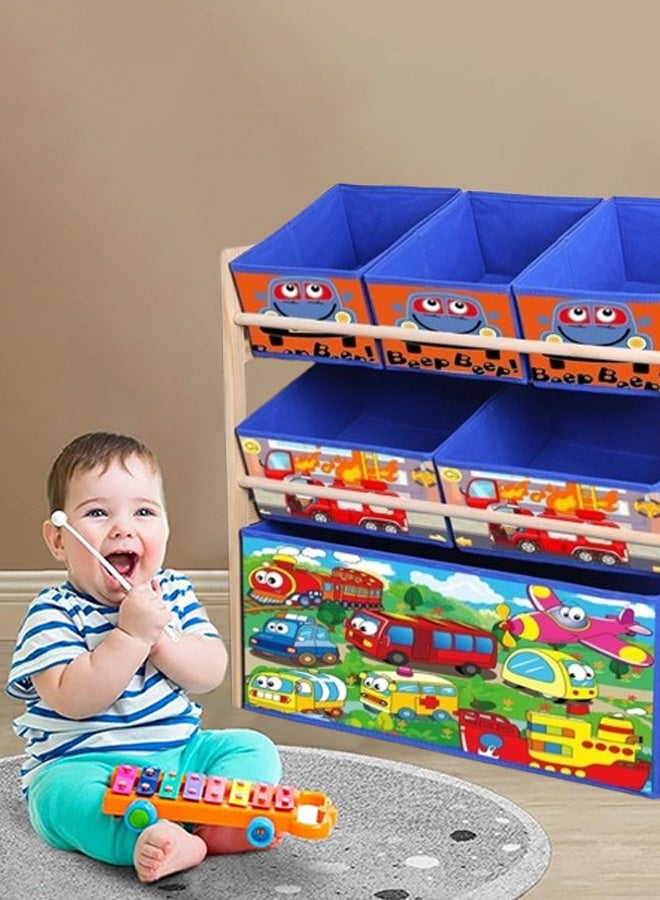 Hanayo Toys Organizer Kids Toy Storage Organizer 6 Storage Bins Extra Large Capacity Best Toy Organizer with Storage Box Multifunctional Toy Box and Storage Rack Nursery and Kids Room Boys Girls(Blue) - Image 2