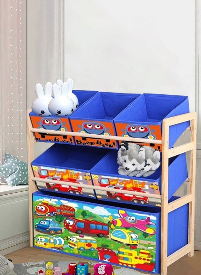 Hanayo Toys Organizer Kids Toy Storage Organizer 6 Storage Bins Extra Large Capacity Best Toy Organizer with Storage Box Multifunctional Toy Box and Storage Rack Nursery and Kids Room Boys Girls(Blue) - Image 3