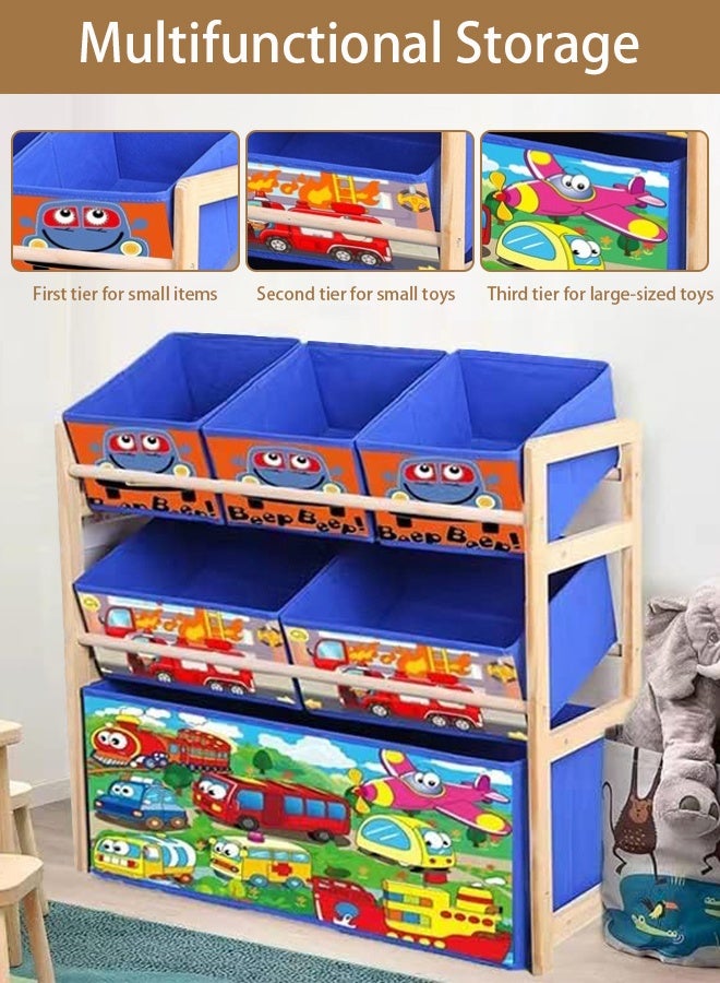 Hanayo Toys Organizer Kids Toy Storage Organizer 6 Storage Bins Extra Large Capacity Best Toy Organizer with Storage Box Multifunctional Toy Box and Storage Rack Nursery and Kids Room Boys Girls(Blue) - Image 4