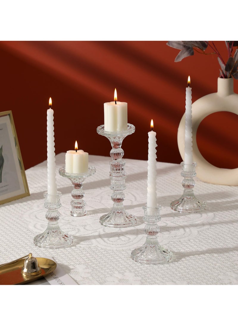 SYOSI Clear Candlestick Holders, 6 Pcs Elegant Glass Taper Candle Holders for Wedding, Party, Festival and Anniversary Table Decor - Image 2