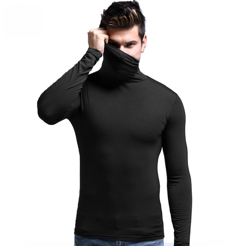 Mens Slim Fit Turtleneck Thermal Top Comfortable Thin Base Layer White  - Image 3