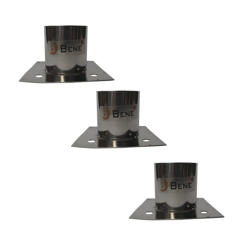 Bene قاعدة مصابيح خارجية مربعة من الفولاذ المقاوم للصدأ، عبوة من 3 قطع - Image 1